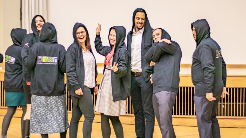 Some graduates posing funnily with their DIPP Hoodies